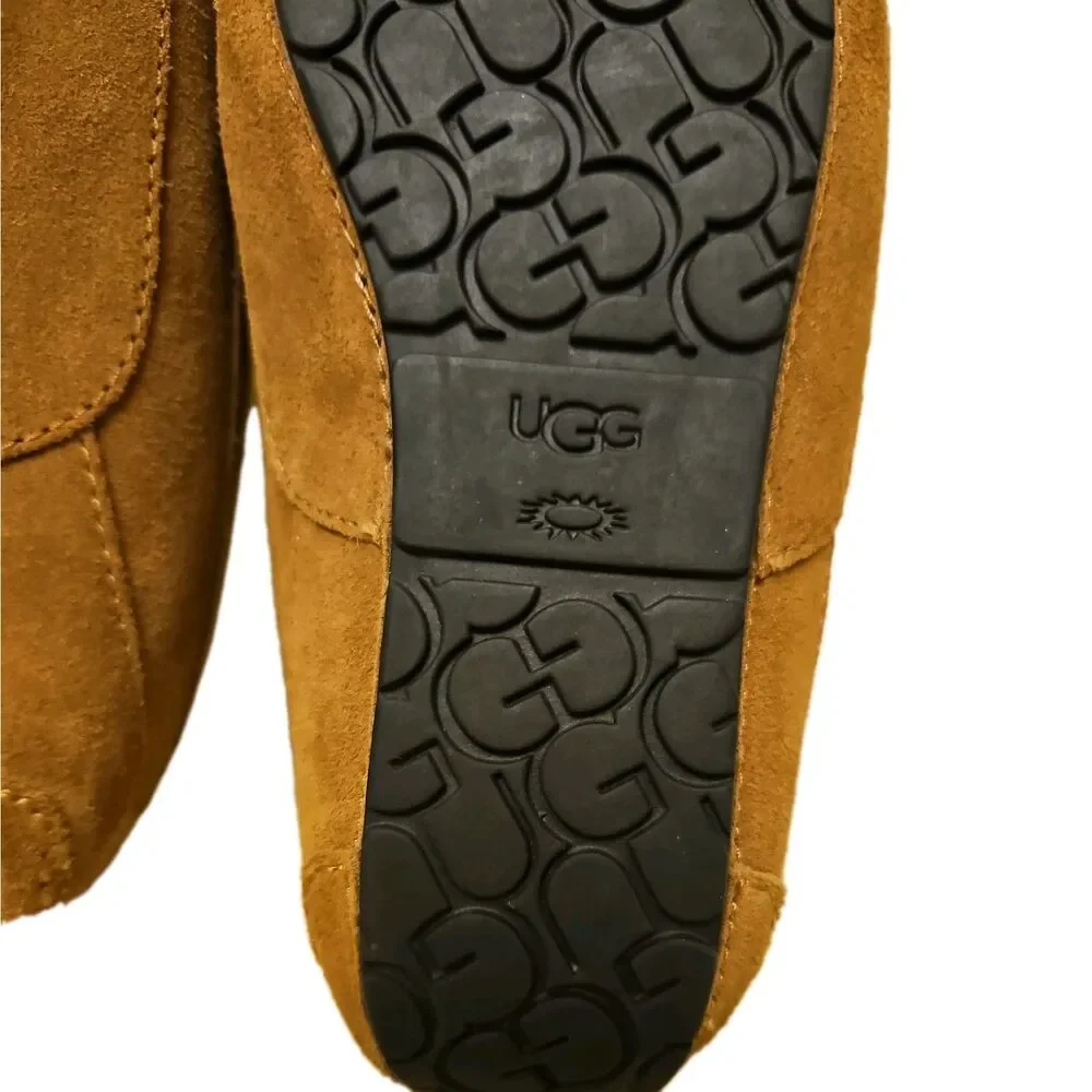 UGG Kids Ascot Chestnut Suede Moccasin Slippers Loafer, Size 2